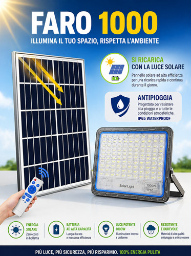 Faro led solare - solare, faretto