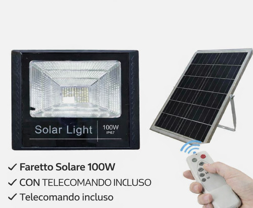 Faretto solare led 100w con - solare,